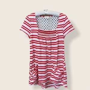 Meadow Rue Marin Striped Top Red & White Size Large